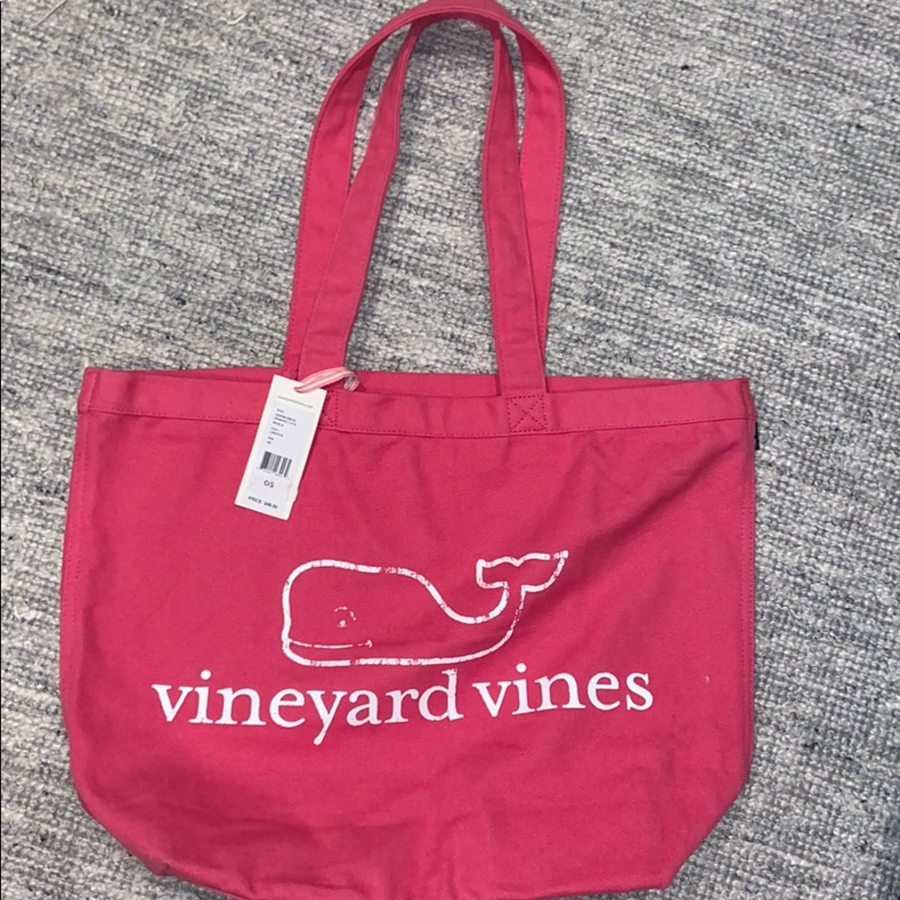 Vineyard vines pink canvas tote bag NWT